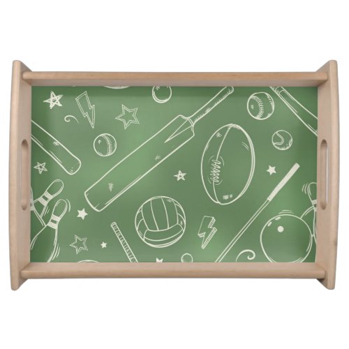 Green Sports Pattern Serving Tray