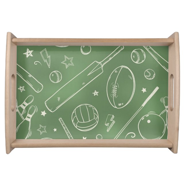 Green Sports Pattern Serving Tray (Front)