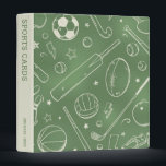 Green Sports Pattern | Sports Cards 3 Ring Binder<br><div class="desc">Check out this design featuring a green pattern featuring various sports elements.</div>