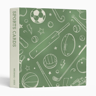 Green Sports Pattern | Sports Cards 3 Ring Binder