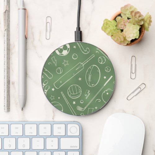 Green Sports Pattern Wireless Charger