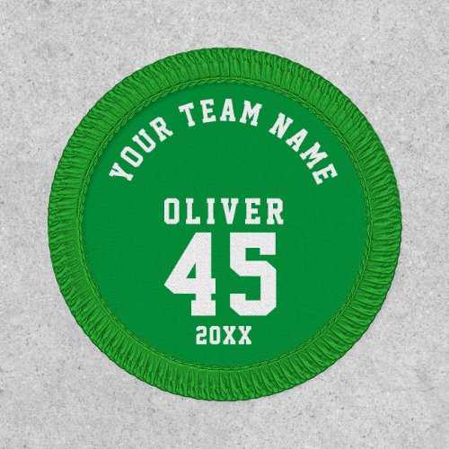 Green Sports Player Team Name Number Patch
