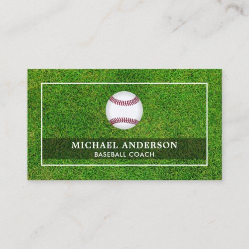 Green Sports Turf Professional Baseball Coach Business Card