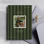 Green Sporty Stripes Graduation Photo  Announcement<br><div class="desc">Graduation photo announcement card with a sporty,  green striped background,  ideal for athletes.</div>