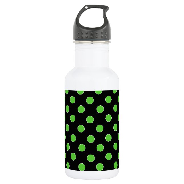 Green Spot Polka Dot Stainless Steel Water Bottle (Front)
