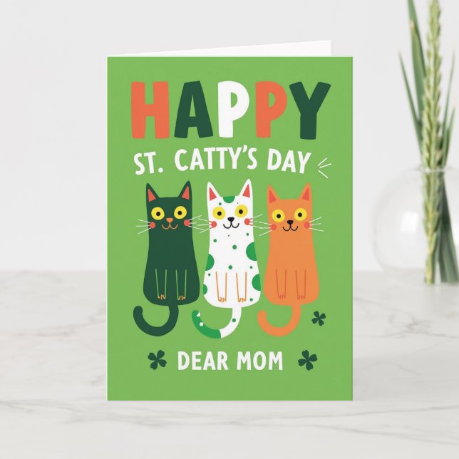 Green Spots Cat Happy Card (Front)