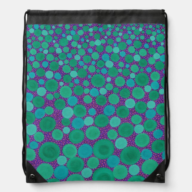 Green Spots Drawstring Backpack (Front)