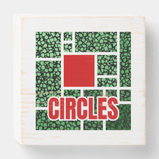 Green Spotted Abstraction with Red Accents Wooden Box Sign