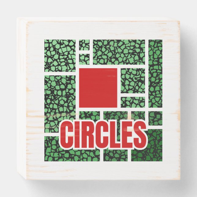 Green Spotted Abstraction with Red Accents Wooden Box Sign (Front Horizontal)