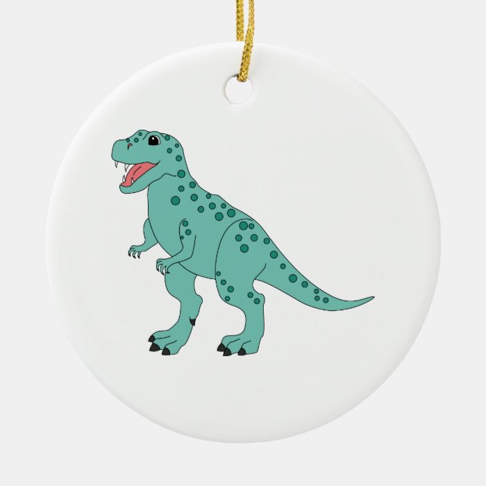 Green Spotted Cute T Rex Dinosaur Christmas Tree Ornaments