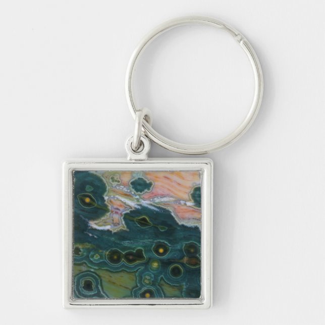 Green Spotted Ocean Jasper Keychain (Front)