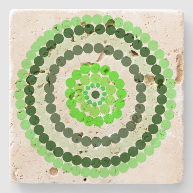 Green Spotty Spots,   Stone Coaster (Front)