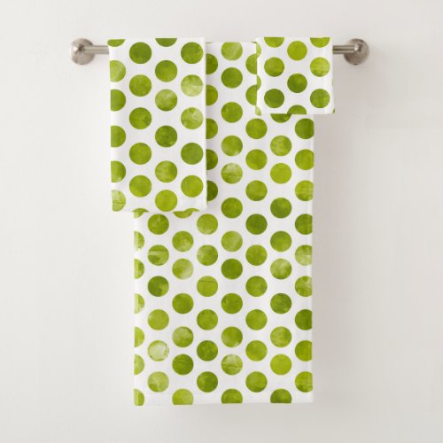 Green Spotty Watercolor Modern Pattern Bath Towel Set