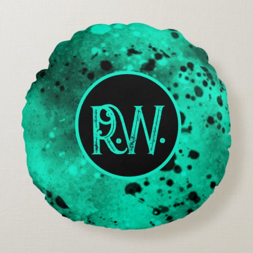 Green Spray Paint Splatter Effect Round cushion