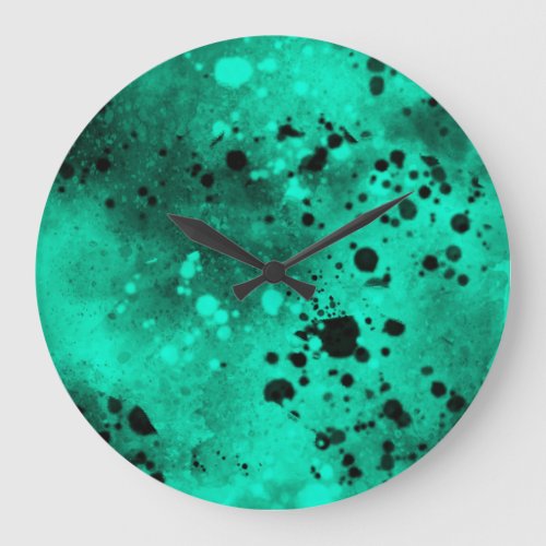 Green Spray Paint Splatter Effect Wall Clock