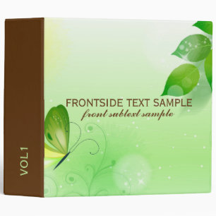 Green Spring Background With Butterfly 3 Ring Binder