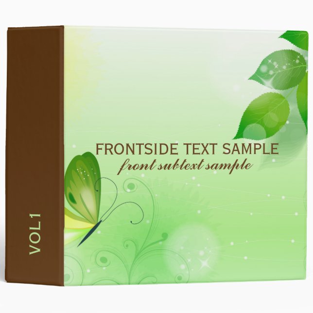 Green Spring Background With Butterfly 3 Ring Binder (Front/Spine)