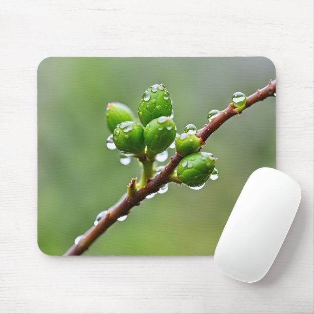 Green Spring Buds Mouse Pad (With Mouse)