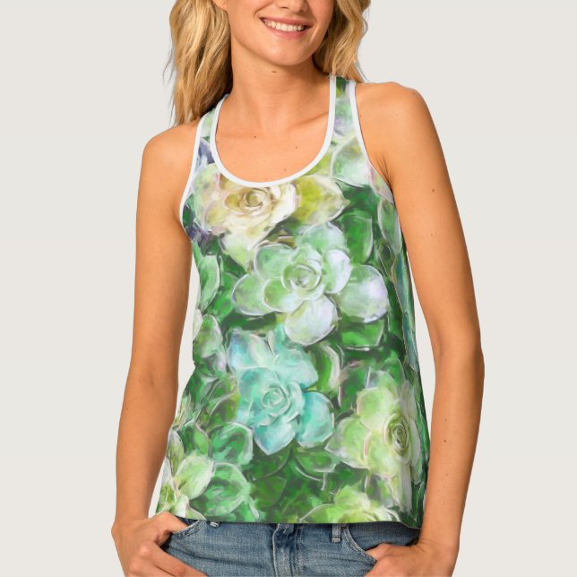 Green Spring Florals by Cindy Bendel Tank Top (Front)