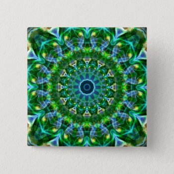 Green Spring Kaleidoscope Pinback Button by WavingFlames at Zazzle