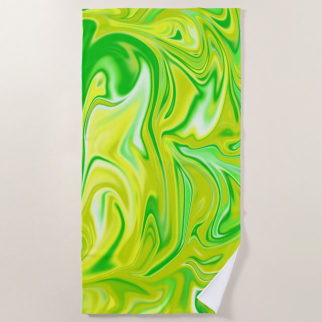 Green Spring Mint Marble, Beach Towel (Front)