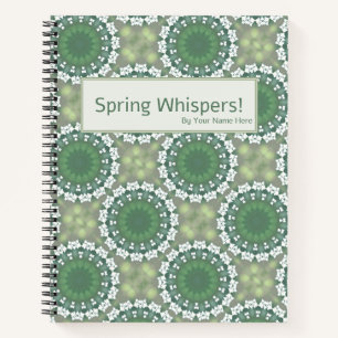 Green Spring Whispers Abstract Floral Personalized Notebook