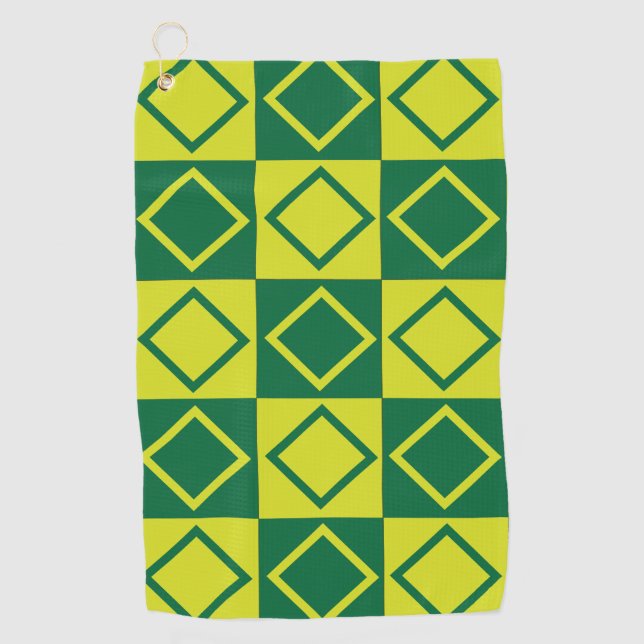 Green Square Diamond Geometric Decorative Golf Towel (Front)