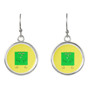 Green Square Guy Earrings