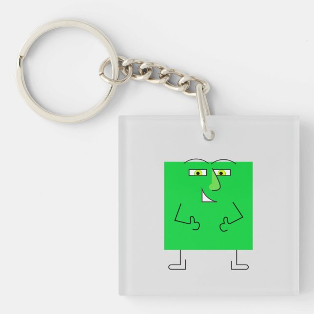 Green Square Guy Keychain (Front)