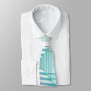 Green Square Illusion Neck Tie – Geometric Optical