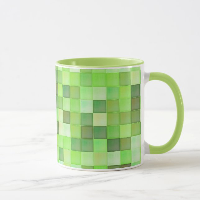 Green Square Pattern On Custom Mug (Right)