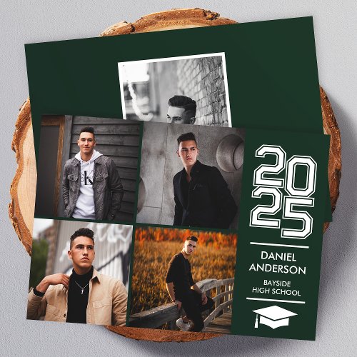 Green Square Photo Mod Varsity Grad Announcement