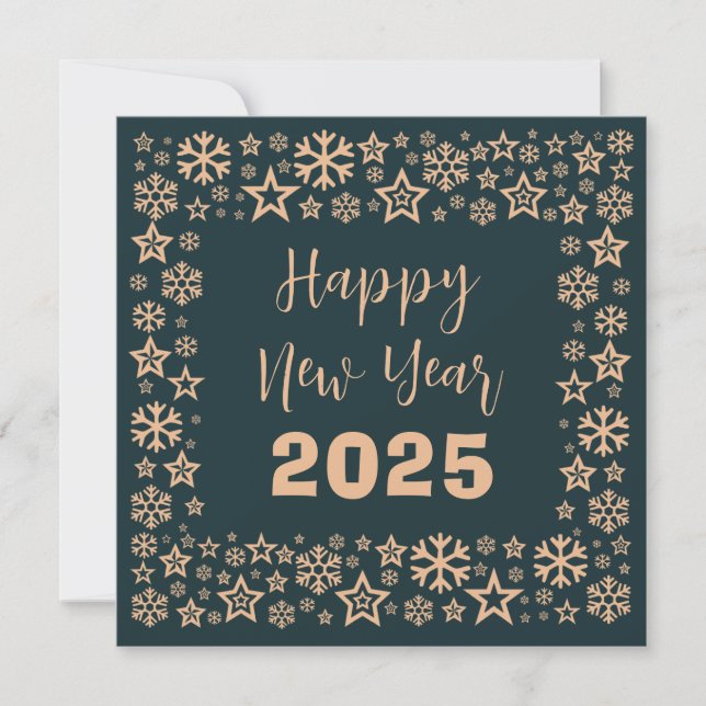 Green Square wish card with a lot of golden stars (Front)