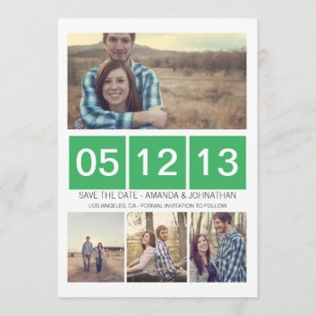 Green Squared Photo  Save The Date Invites by AllyJCat at Zazzle