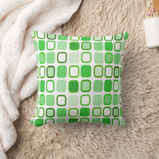 Green Squares Design Throw Pillow (Blanket)