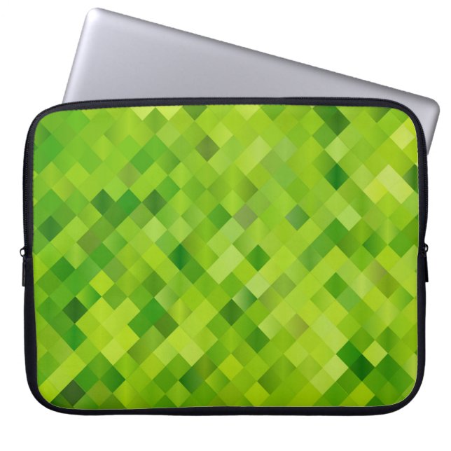 Green squares laptop sleeve (Front)