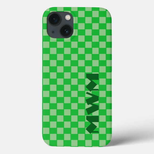 Green Squares Monogram Cell Phone Case (Back)