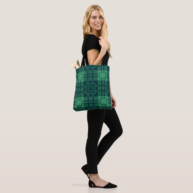 Green squares pattern Tartan Tote Bag (On Model)