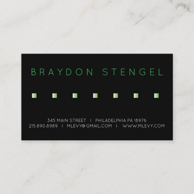 GREEN SQUARES Professional Business Card (Front)