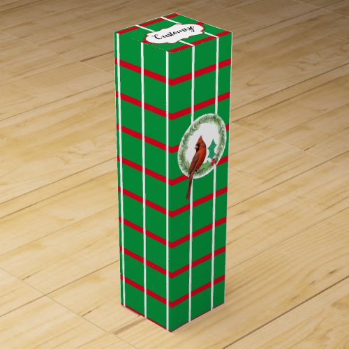 Green Squares With Red  White Lines Wine Gift Box