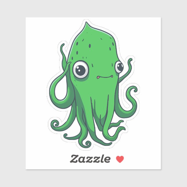 Green Squid Sticker (Sheet)