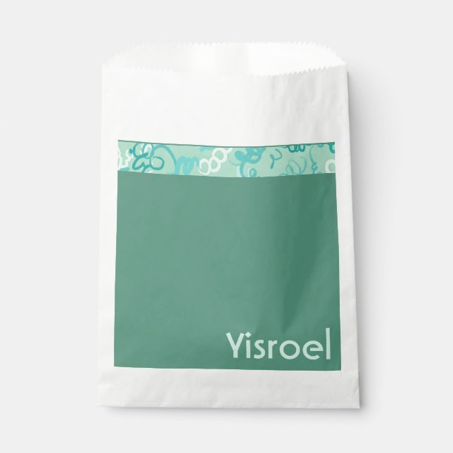Green Squiggles upsherin favor bags (Front)