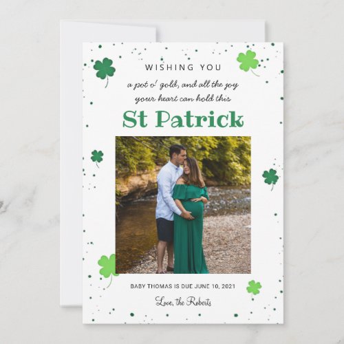 green st patrick baby announcement clover photo