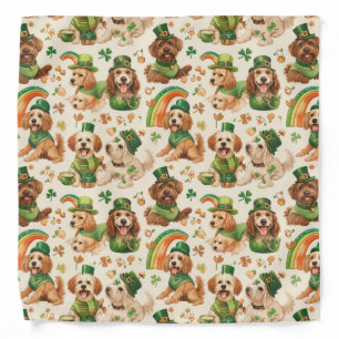 Green St. Patrick Rainbow Pot Dog Pattern Bandana