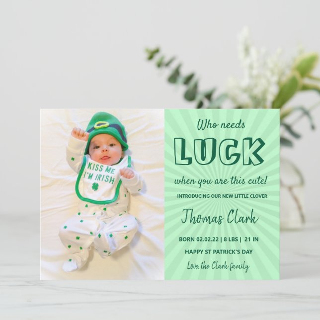 green st patrick's day baby announcement  photo (Standing Front)