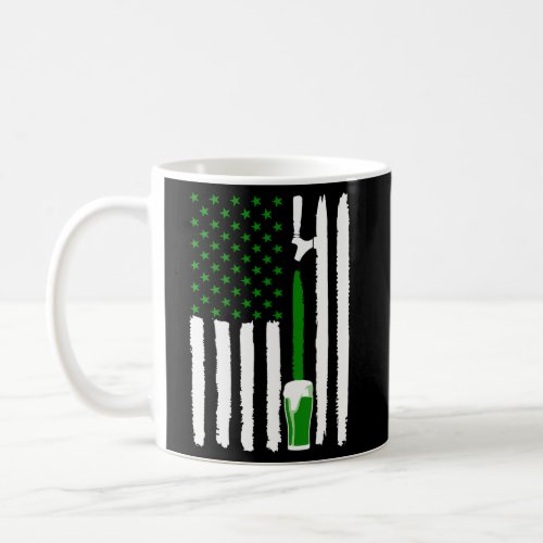 Green St Patricks Day Beer American Flag Patriotic Coffee Mug