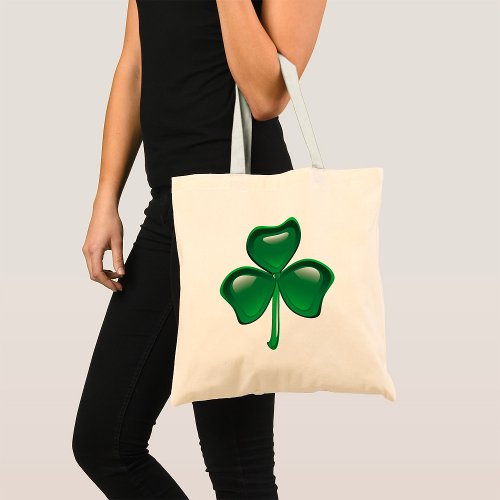 Green St Patricks Day Clover Tote Bag