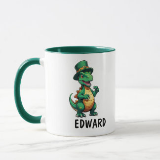 Green St Patrick's day dinosaur Mug