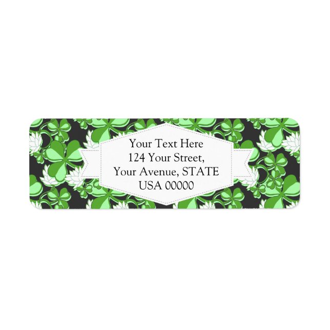 Green St. Patrick's Day Green Shamrock Ireland Label (Front)