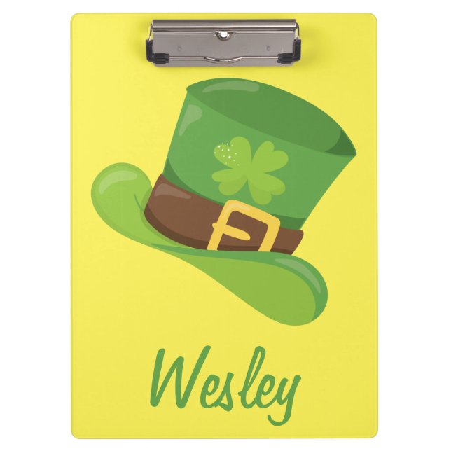 Green St. Patrick's Day Hat Clipboard (Front)